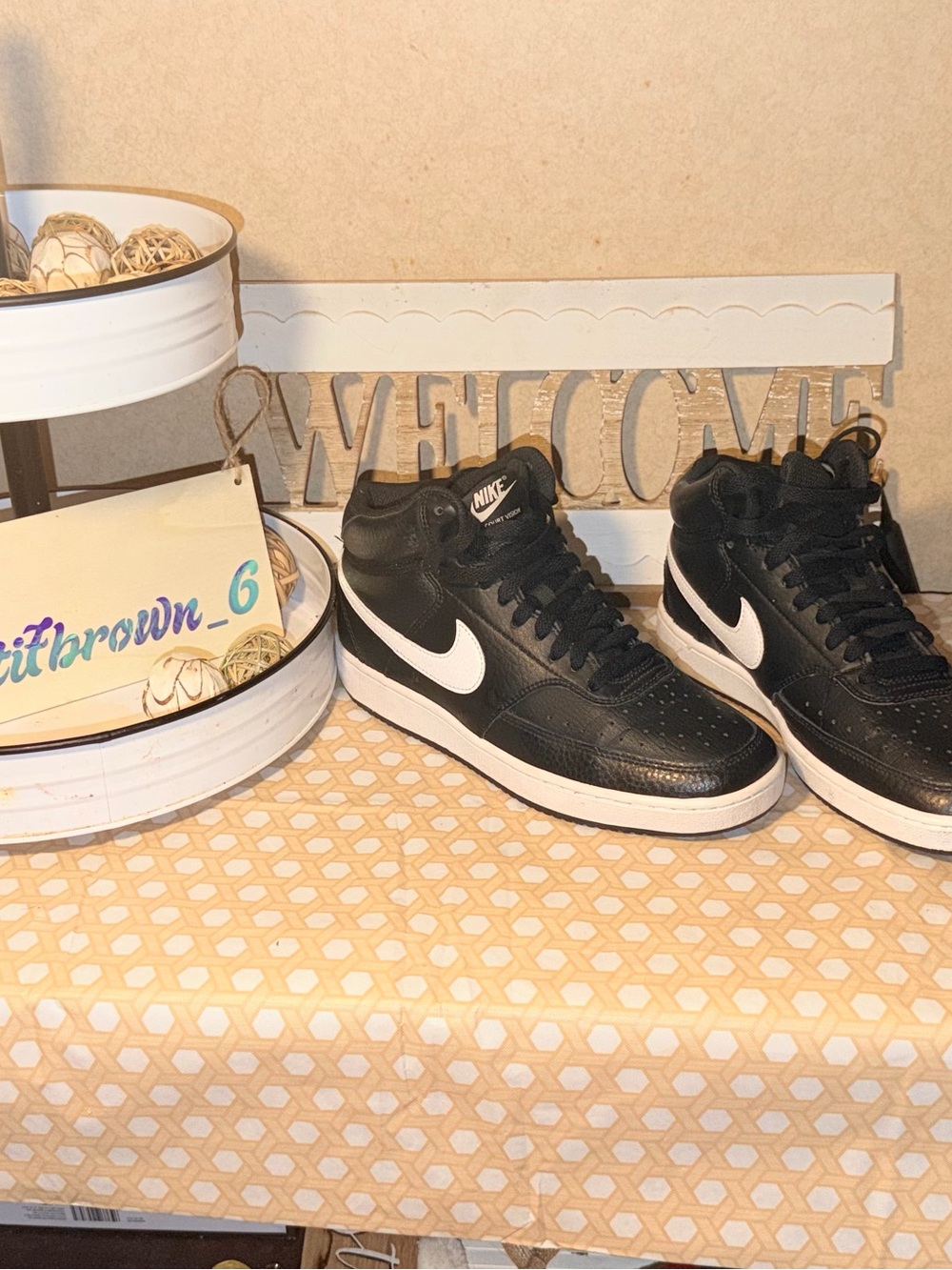 Nike Black and White Mid-Top Sneakers